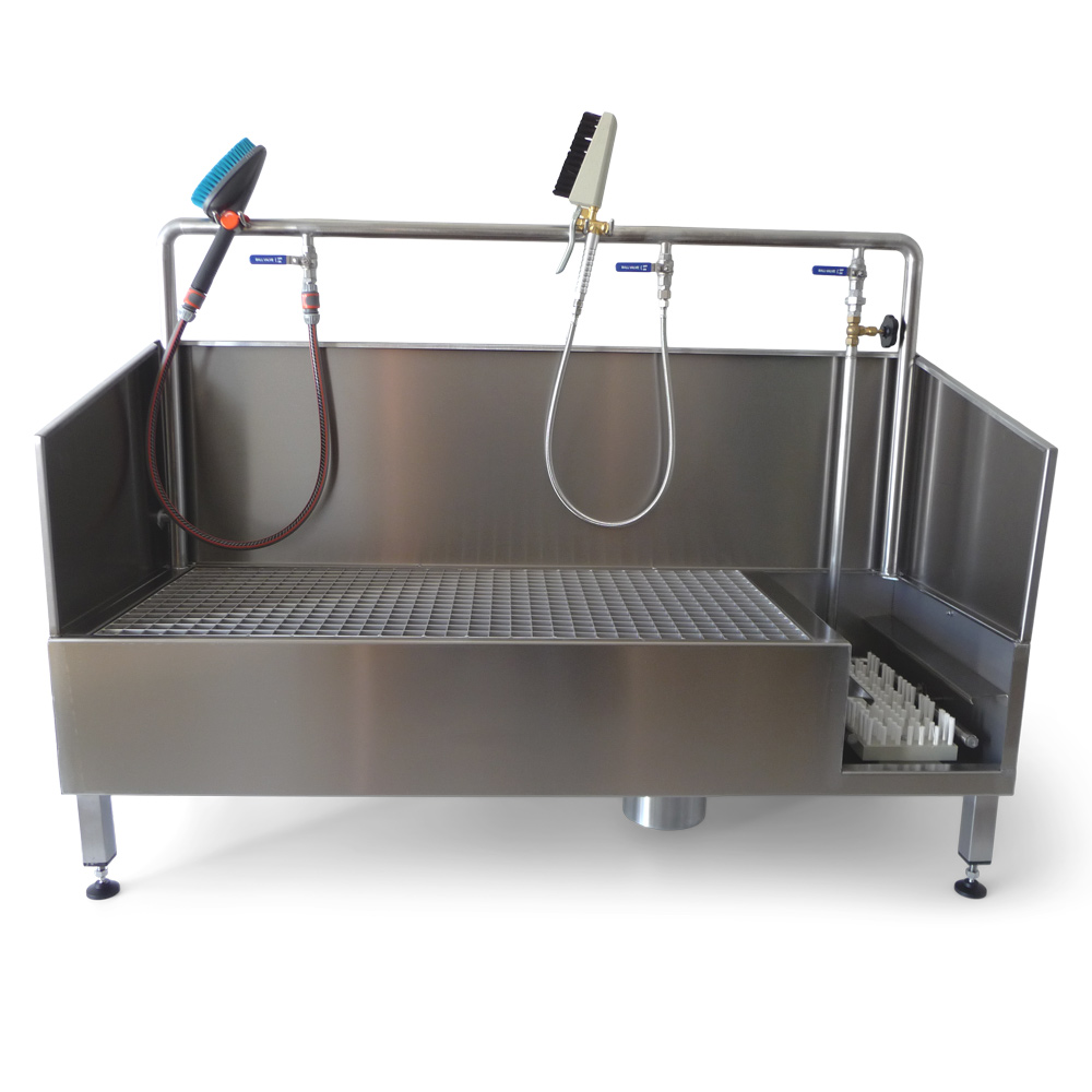 Nettoyage de bottes avec Bac de récupération des salissures